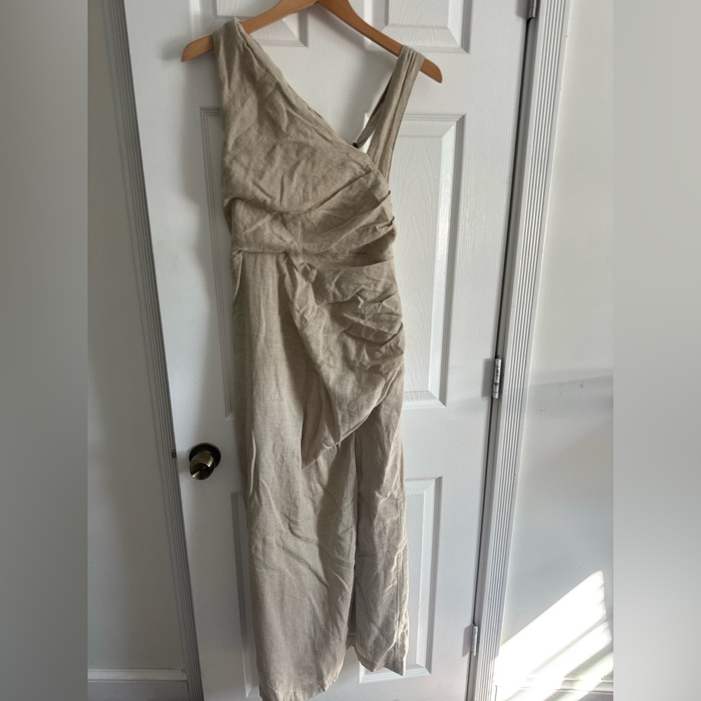 Anthropologie Beige One Shoulder Dress